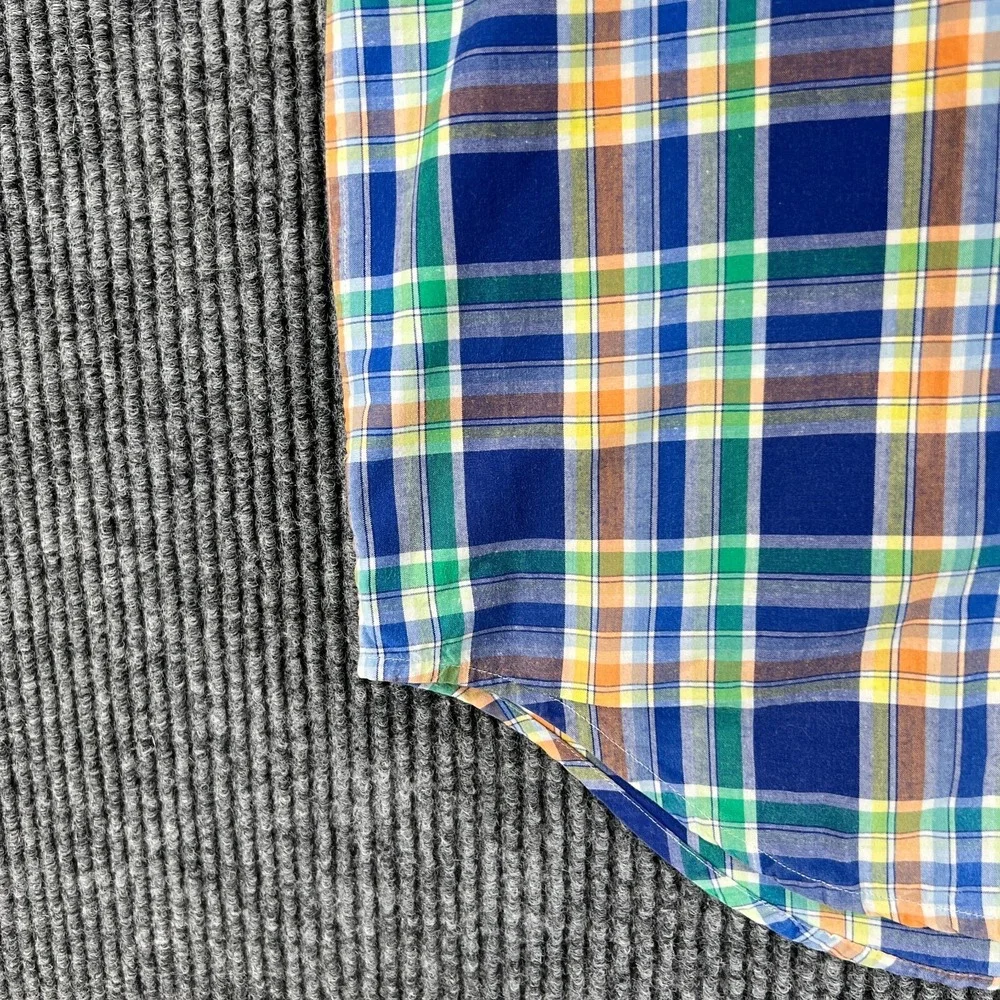 Ralph Lauren Shirt Youth Boys Large Blue Green Plaid Long Sleeve Button Down